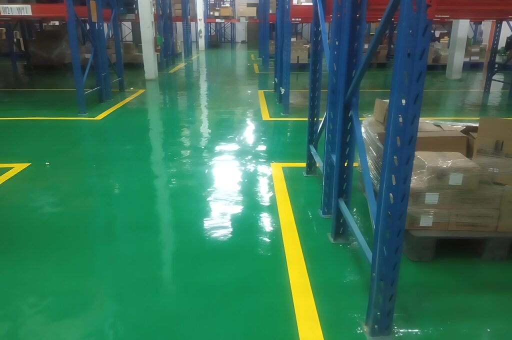 Jasa epoxy food grade oleh Eltama Coating di area produksi PT. Kimia Farma dengan standar higienis untuk industri farmasi